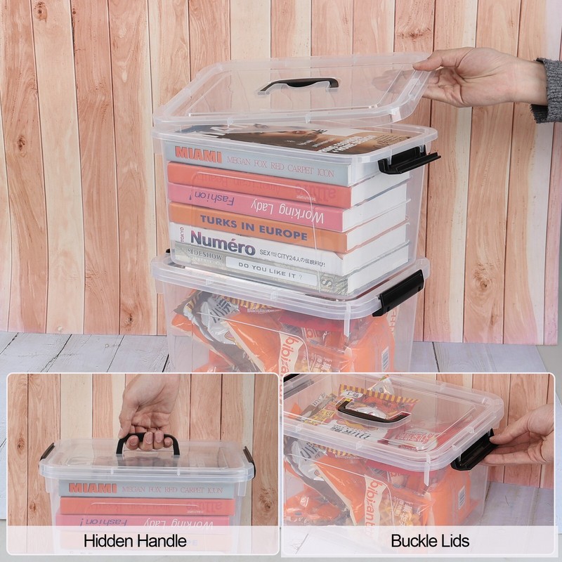 4/6 Packs 12 Liters Stackable Latching Box with Lid & Handle Plastic Storage Bin gallery