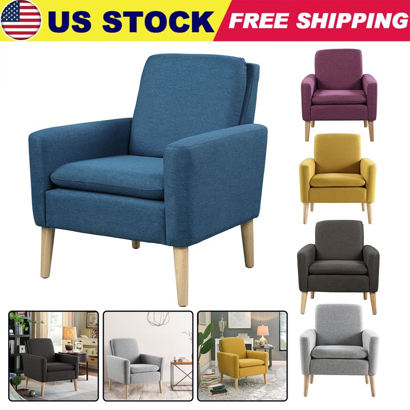 Accent ArmChairs Single Sofa Upholstered Fabric Arm Chair Living Room Furniture gallery