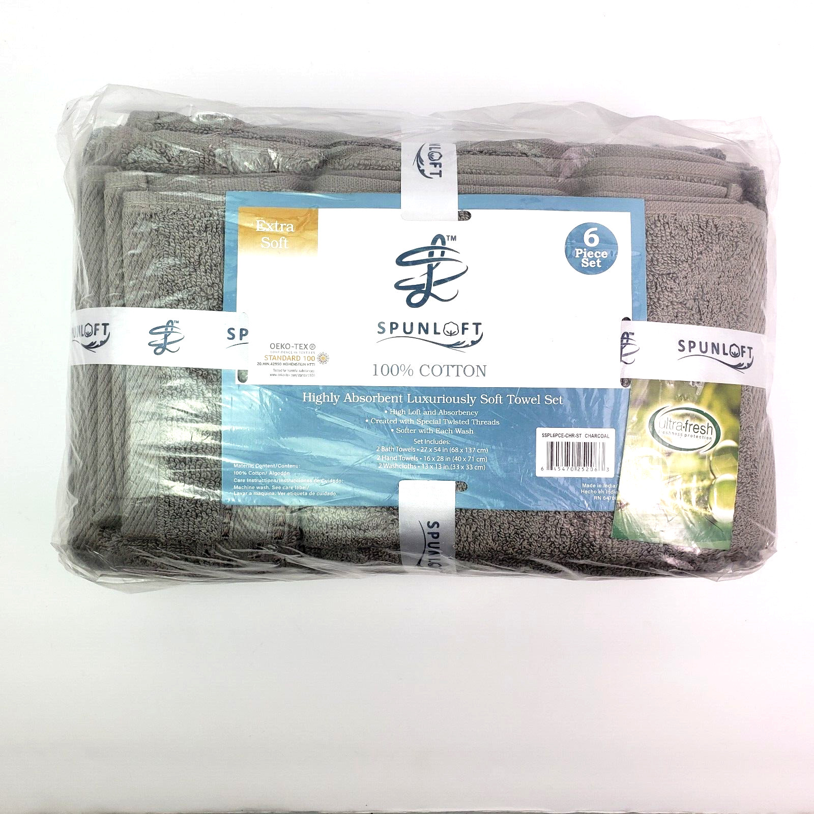 Spunloft Ultra Fresh Extra Soft Cotton Gray Luxuriously Soft Towel 6 Piece Set gallery