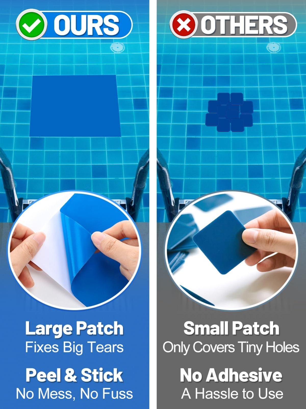 2.8ft x 2ft Large Pool Liner Repair Patch - Self-Adhesive Vinyl Patch Kit gallery
