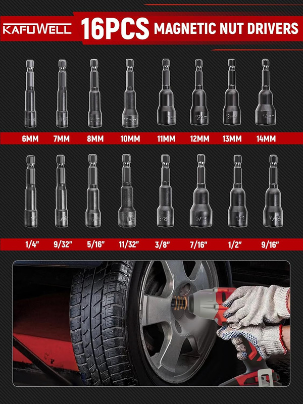 39PCS Magnetic Nut Driver Set, Impact Driver Bit Set 1/4", Metric & SAE Nut Driv gallery