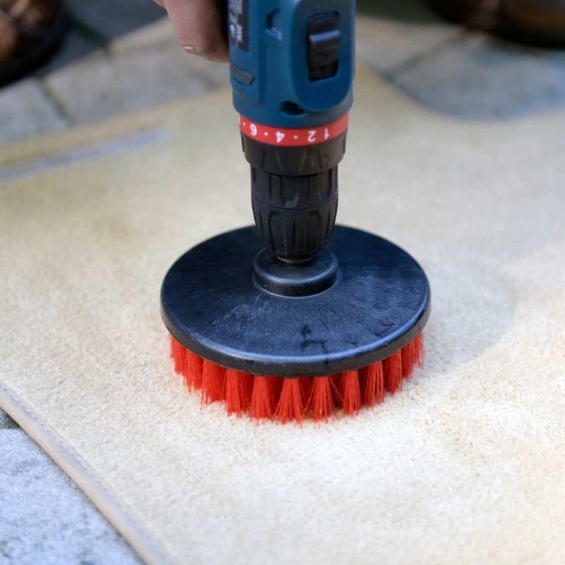 CarCarez Drill Brush stiff Bristle Use w/Power Drill Upholstery Cleaning Red gallery