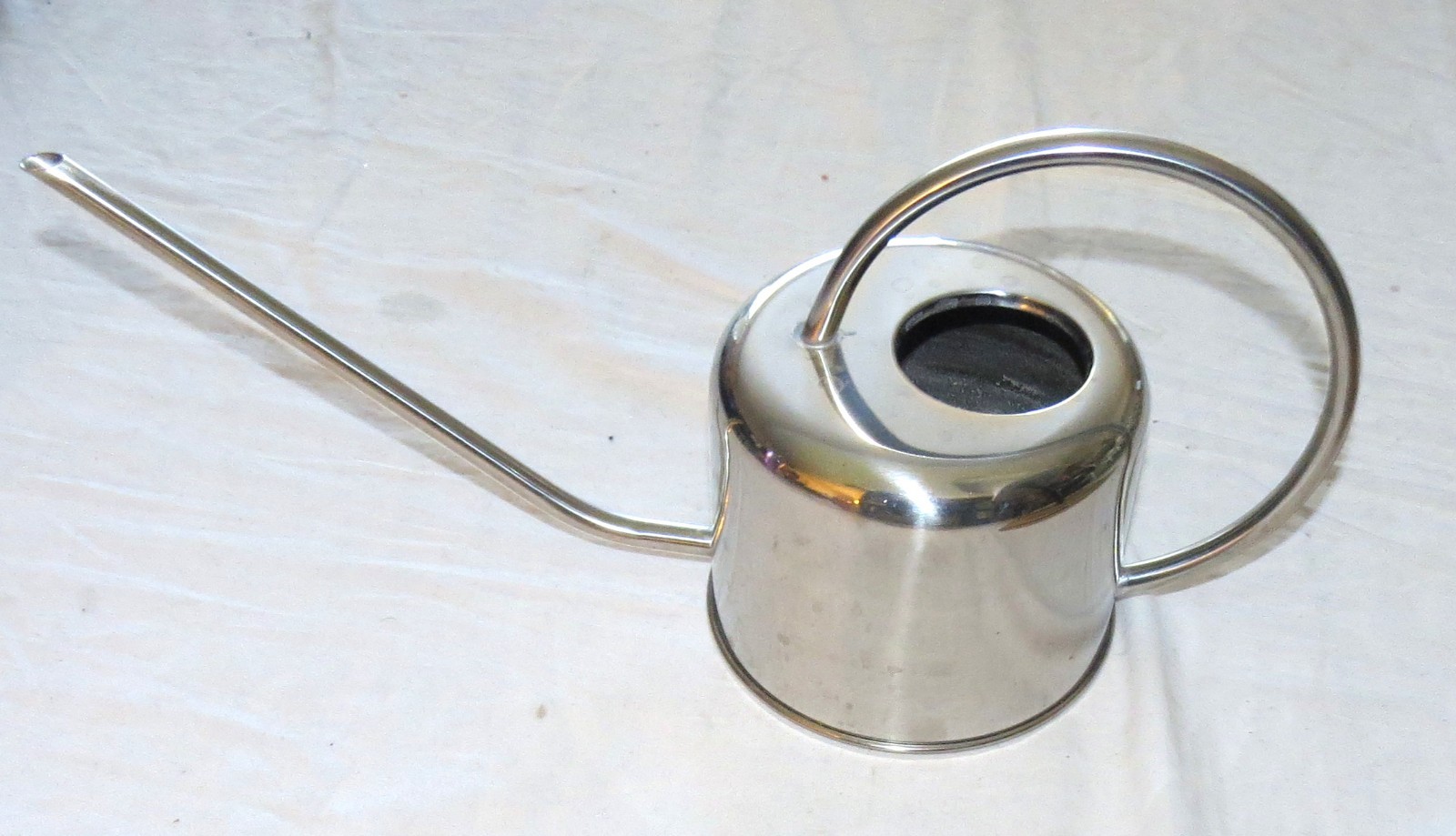 Watering Can - Silvertone Metal - Round Body - 15 inches total length gallery