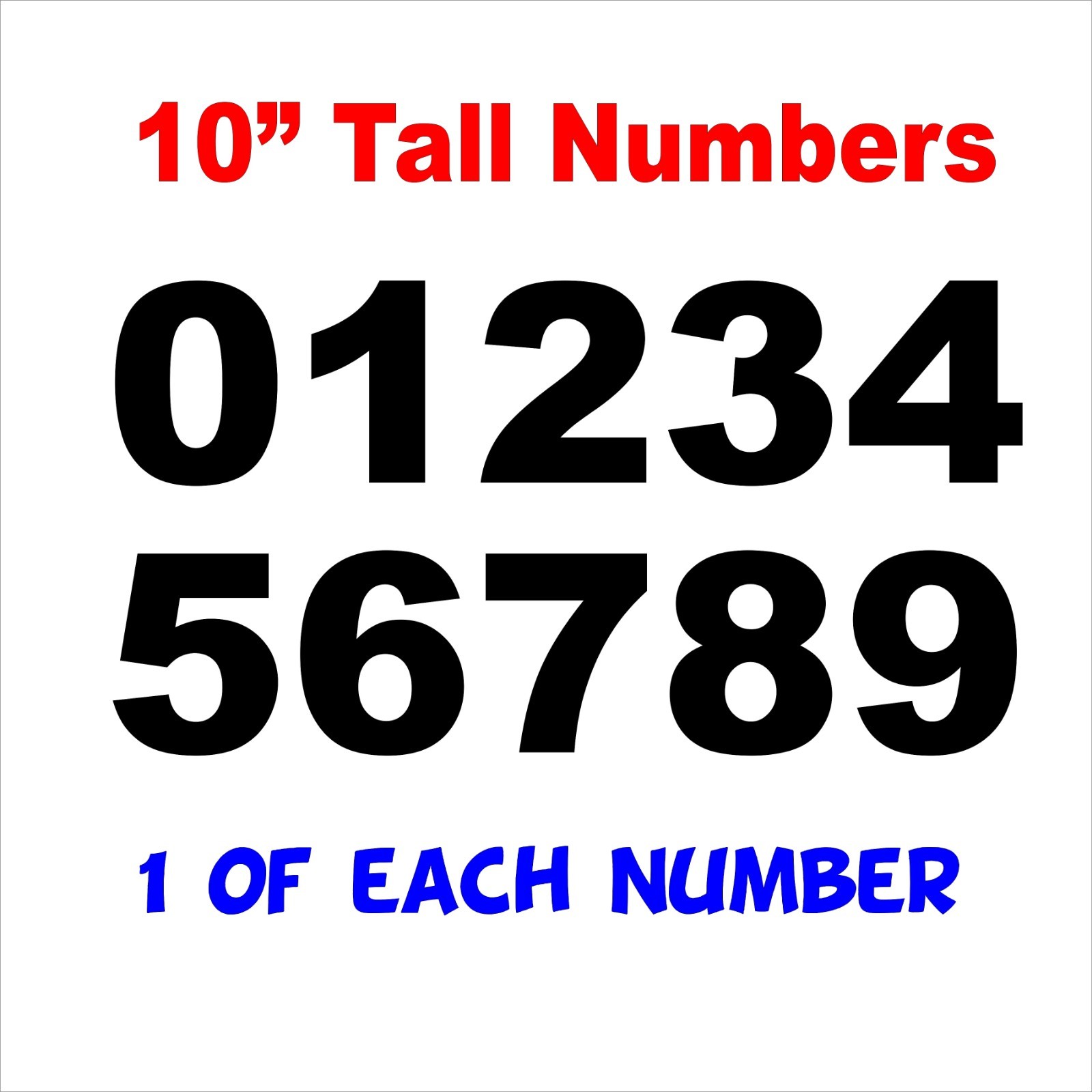 0-9 Numbers 1x Set Vinyl Decals 10" Inches - DIY Sign Semi Trailer -Select Color gallery