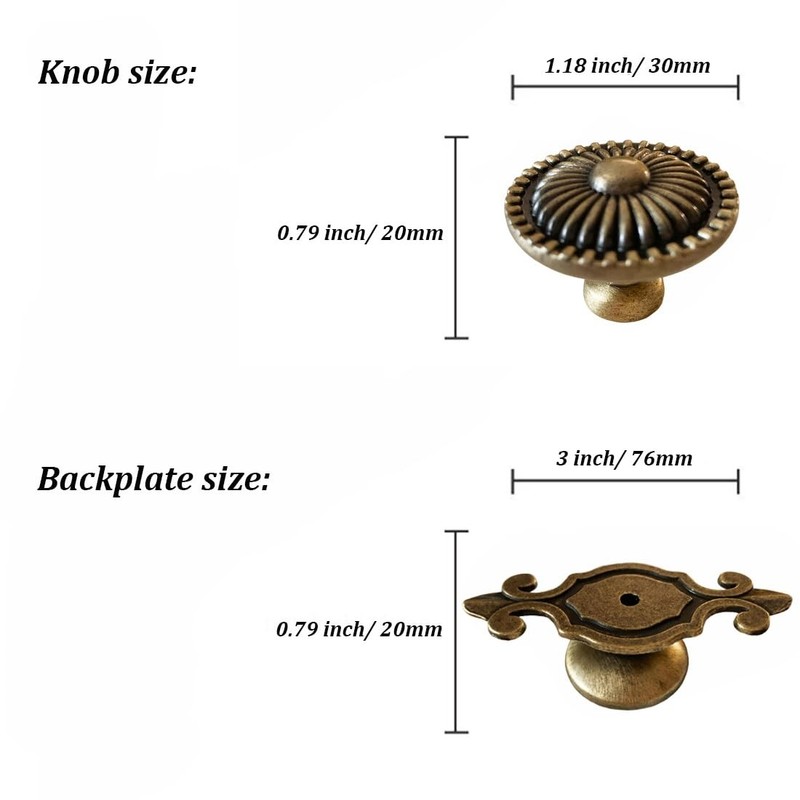 Brass Cabinet Knobs, Vintage Retro Mushroom Drawer Knobs with Backplate, Dres... gallery
