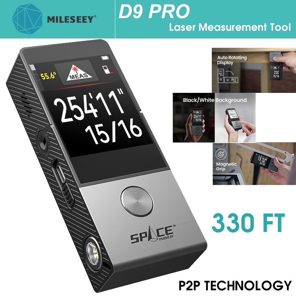 330Ft Laser Measure Tool ±2mm Accuracy M/in/Ft Unit Switching Touchscreen