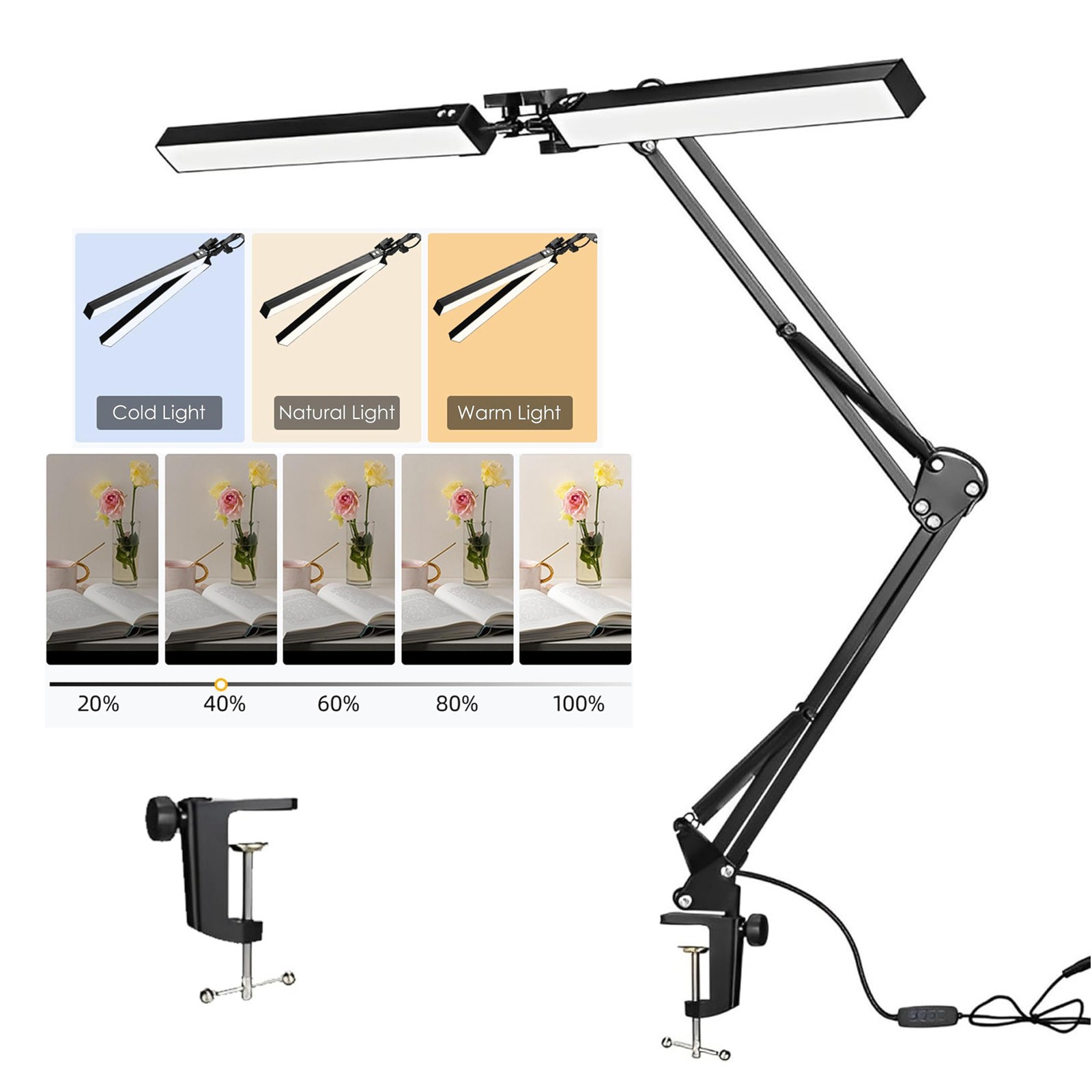 LED Desk Lamp Adjustable Swing Arm Lamp with Clamp Eye-Caring Reading Desk Light gallery