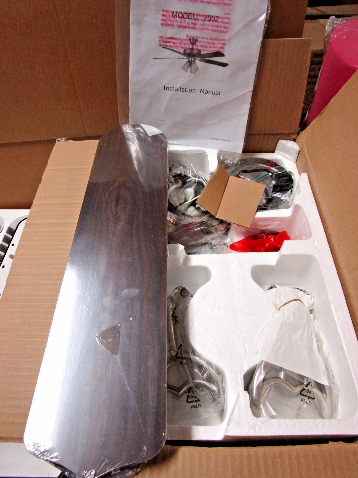 CEILING FAN WITH LIGHT AND GLASS GLOBES 52" BRUSHED NICKEL - HOME SELECTS #2052 gallery