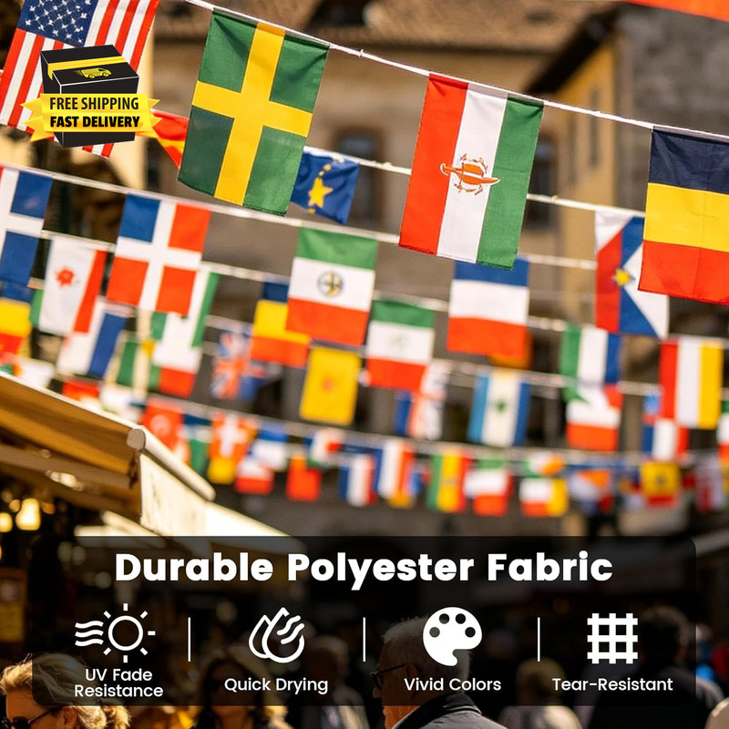 235Ft 226 Countries International String Flags-8"X5.5" International World Flags gallery