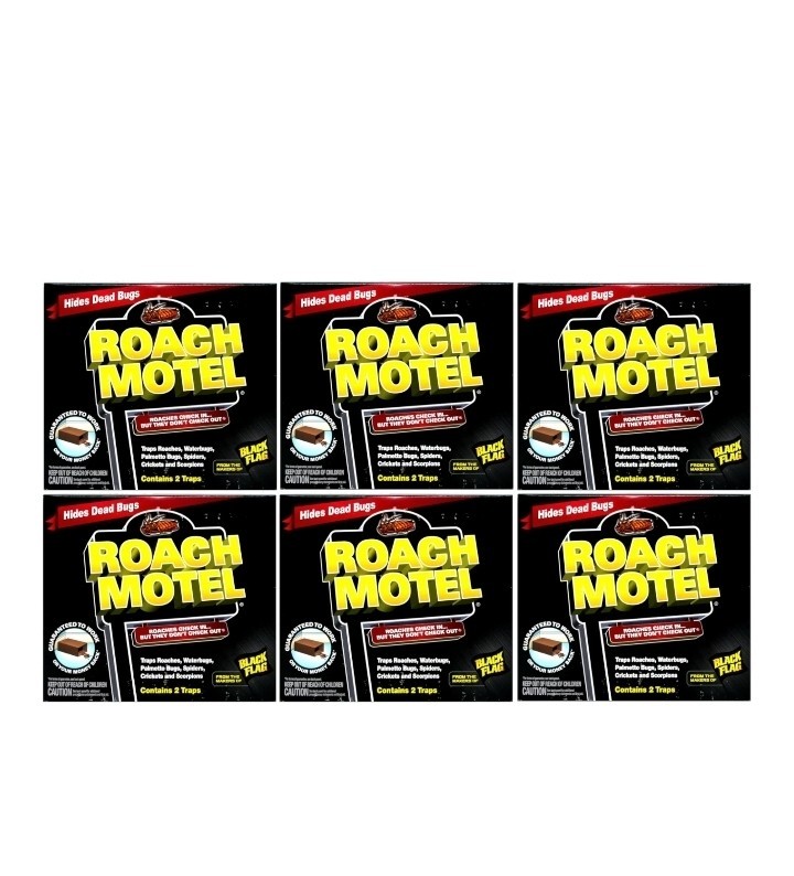 12 Black Flag Roach Motels Cockroach Bug Killer bait Glue Trap Spider Motel gallery