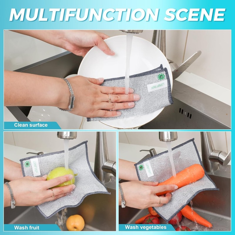 High-Quality, Skin-Friendly Non-Scratch Dishcloths - 12 Pack for Heavy Duty Use gallery