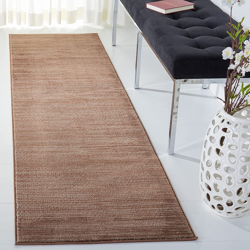 Vision Collection Runner Rug - 2'2" x 12', Brown, Modern Ombre Tonal Chic Des...