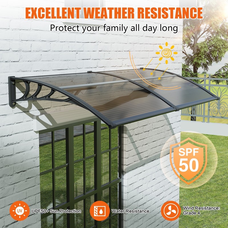 35" depth Window Awning Front Door Eaves Canopy Polycarbonate Roof Cover gallery