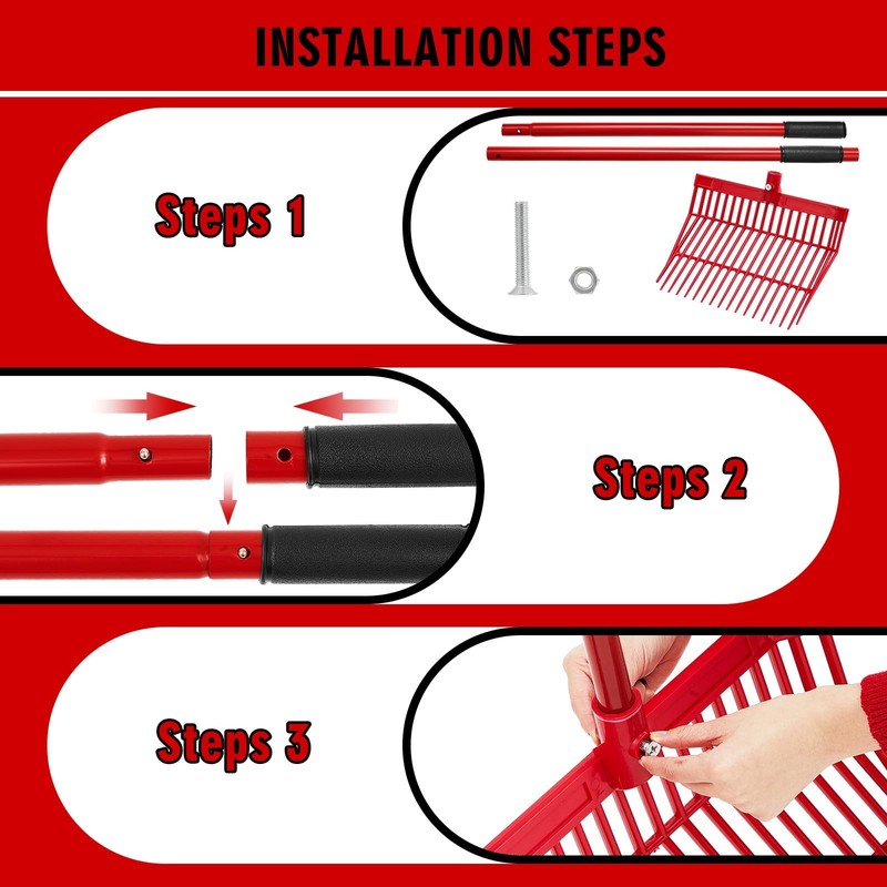 3 Sets Manure Fork with Long Handle, ABS Plastic Head & Metal Handle, Pitch F... gallery
