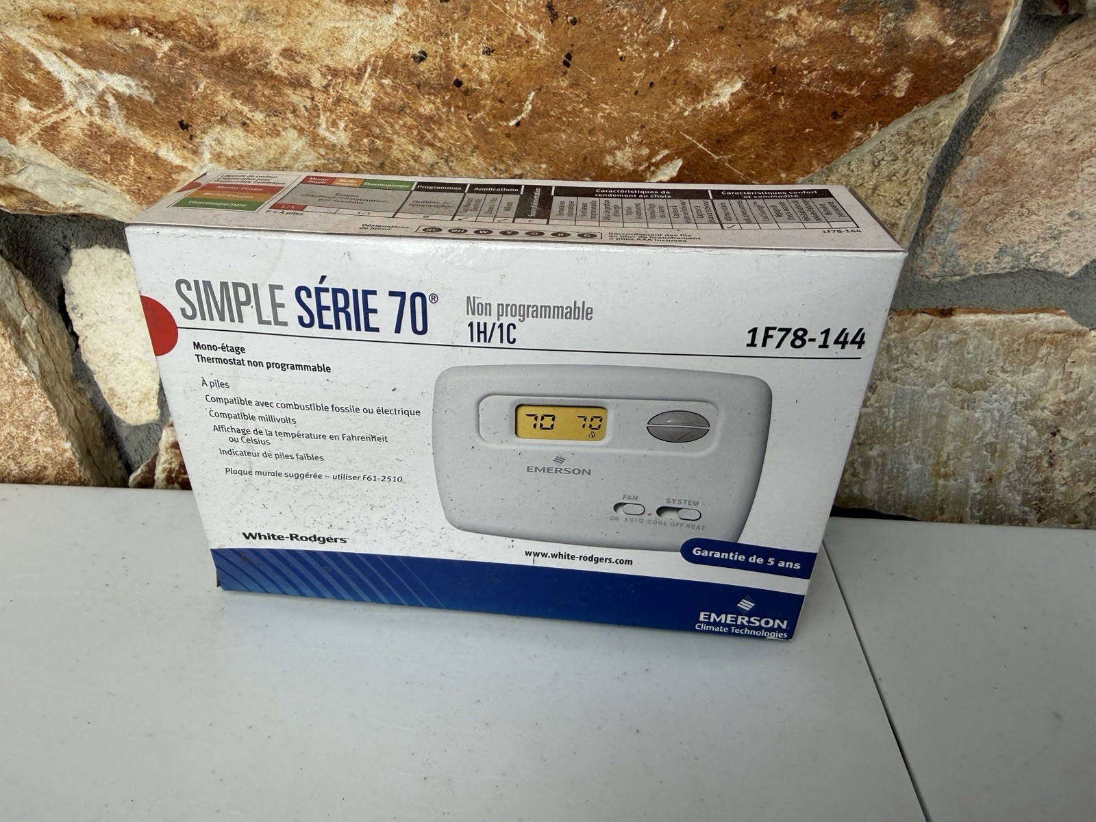 NEW WHITE-ROGERS 1F78-144 Emerson Single Stage Thermostat, 1 Heat/1 Cool gallery