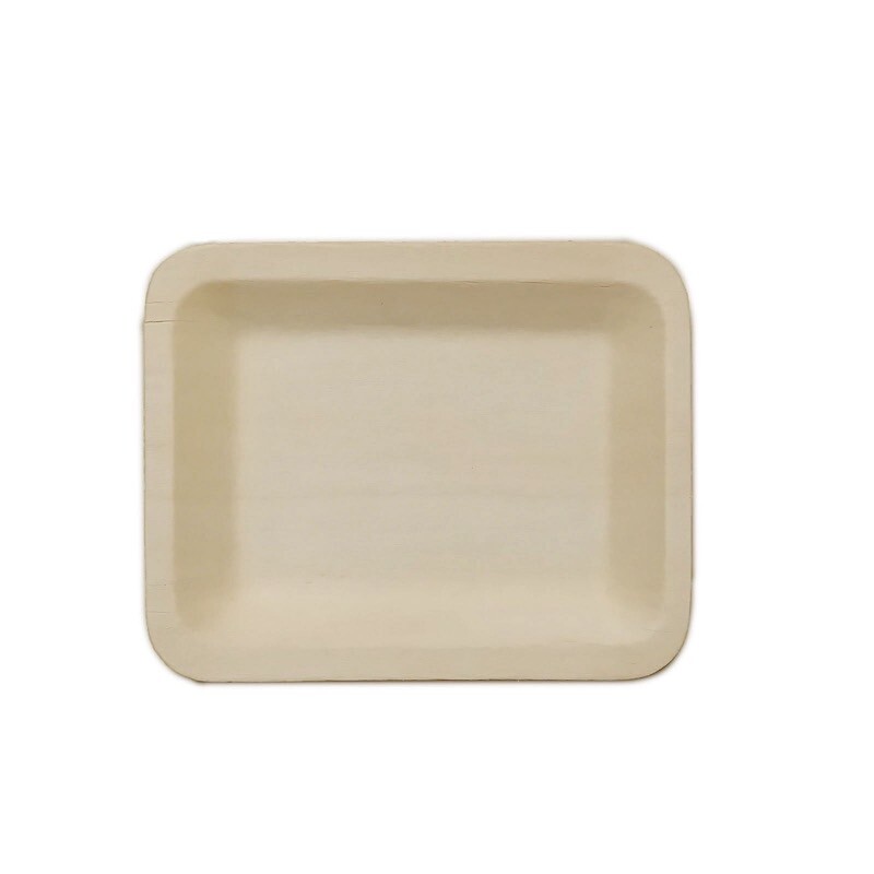 Natural Bamboo 5" x 4" Mini Rectangular Plates Wedding Home Disposable Tableware gallery