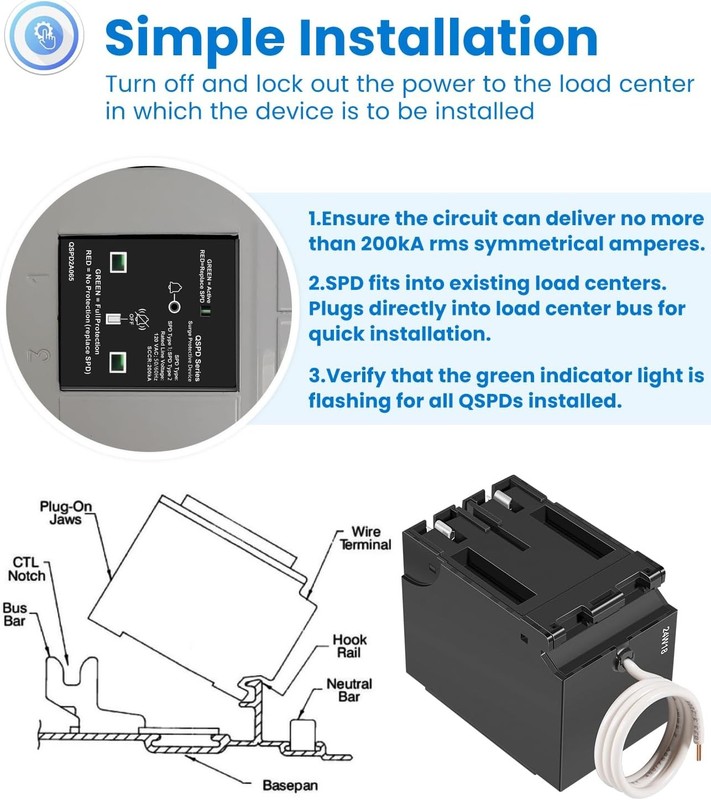 Replacement for Siemens Load Centers QSPD2A065P Plug-in Surge Protection Device gallery