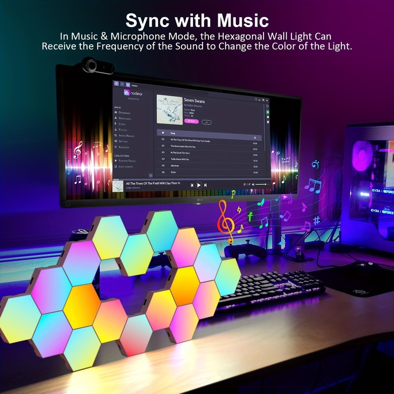 Remote Control Hexagon Wall Light,Wall-Mounted Touch-Sensitive DIY Geometric ... gallery