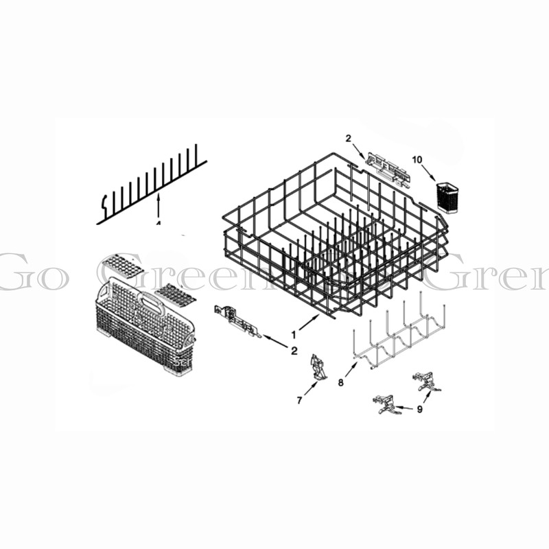 KitchenAid Dishwasher KDTE254EBL1 Lower Dish Rack P/N W11498446 W10554952 gallery