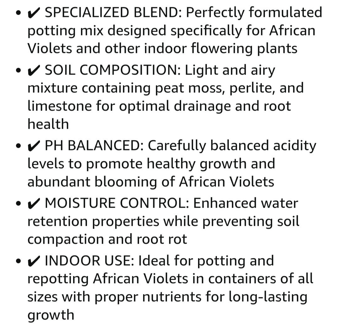 Organic African Violet Soil Nutrient Rich Potting Mix for Strong Roots 4 Quarts gallery