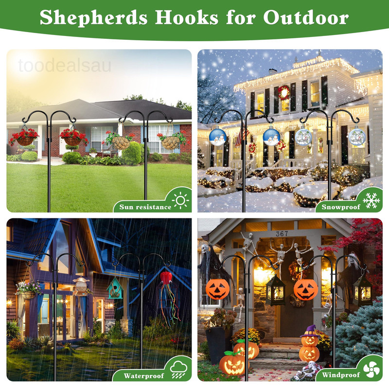 Double Shepherds Hooks for Outdoor (1Pack,76 inch) Heavy 76inch, Black gallery