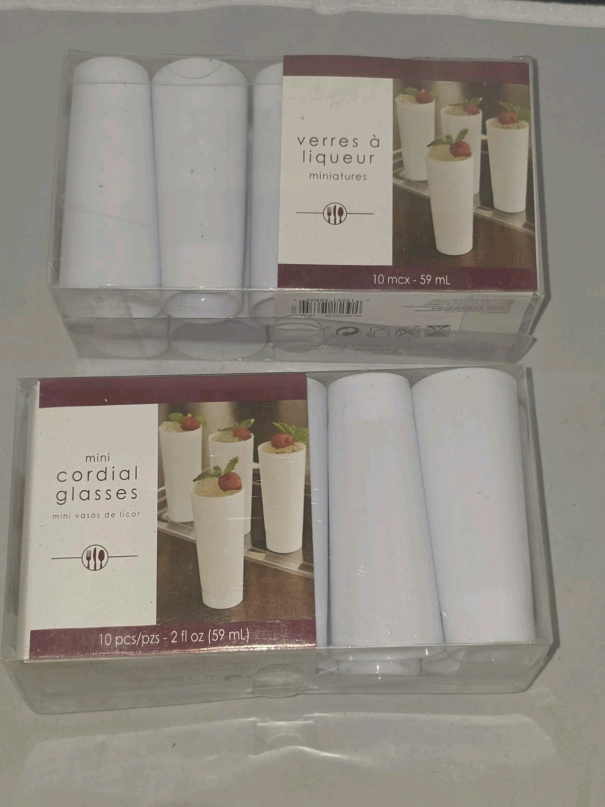 Mini White Glass Cordial Glasses, 59 mL (2 oz) Decorated Set of 20 gallery