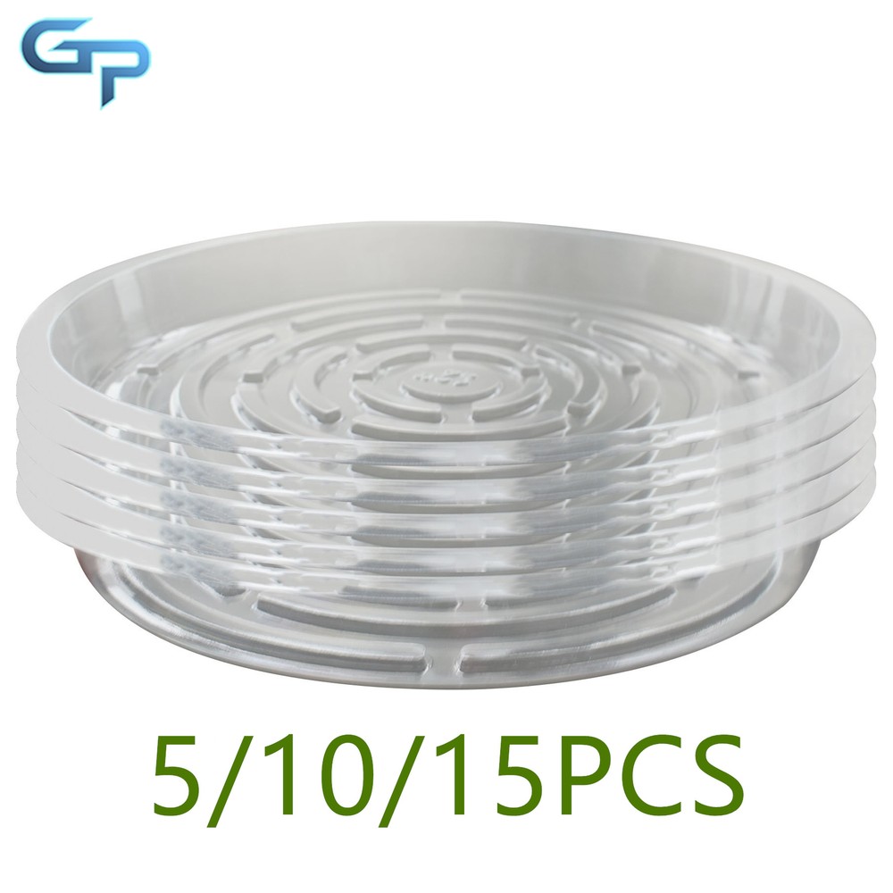 Plastic Clear Thick Sturdy Plants Saucer Drip Trays 5/10/15Pcs 6/8/10/12Inch
