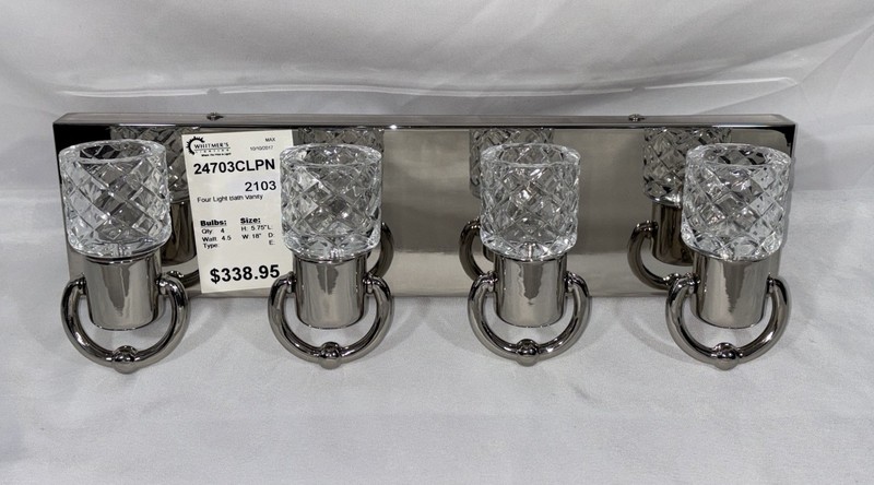 NOS Maxim Lighting Crystol 4 Light Hand Cut Crystal Bath Vanity Wall Fixture 18" gallery
