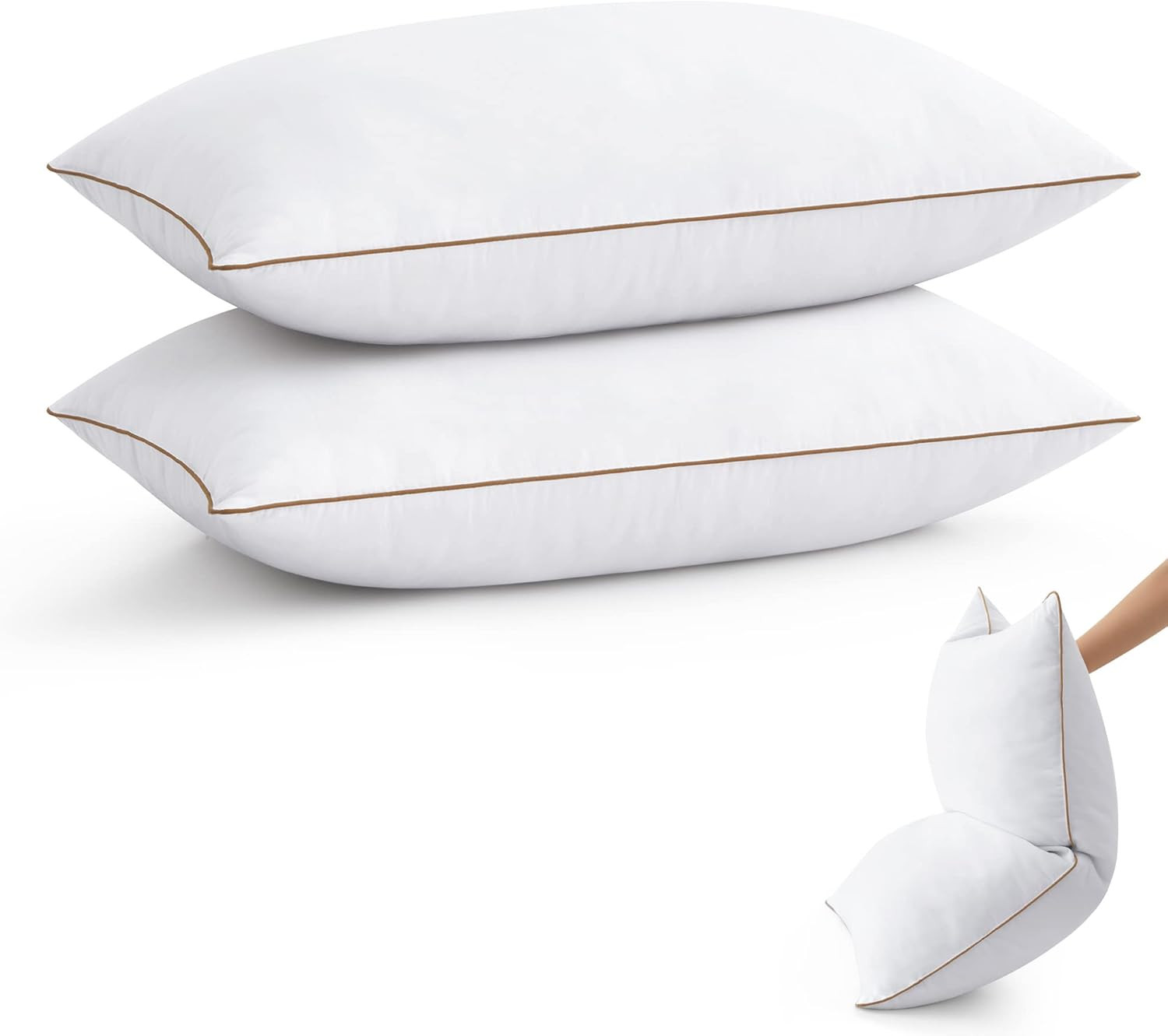 ® Goose Feather down Pillows Queen Size Set of 2, Soft Fluffy Luxury Hotel Colle gallery