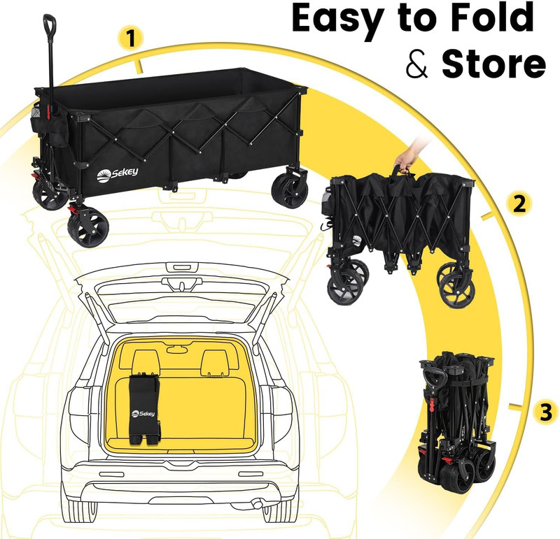 Sekey 48''L Collapsible Foldable Extended Wagon with 440Lbs Weight Capacity, Hea gallery