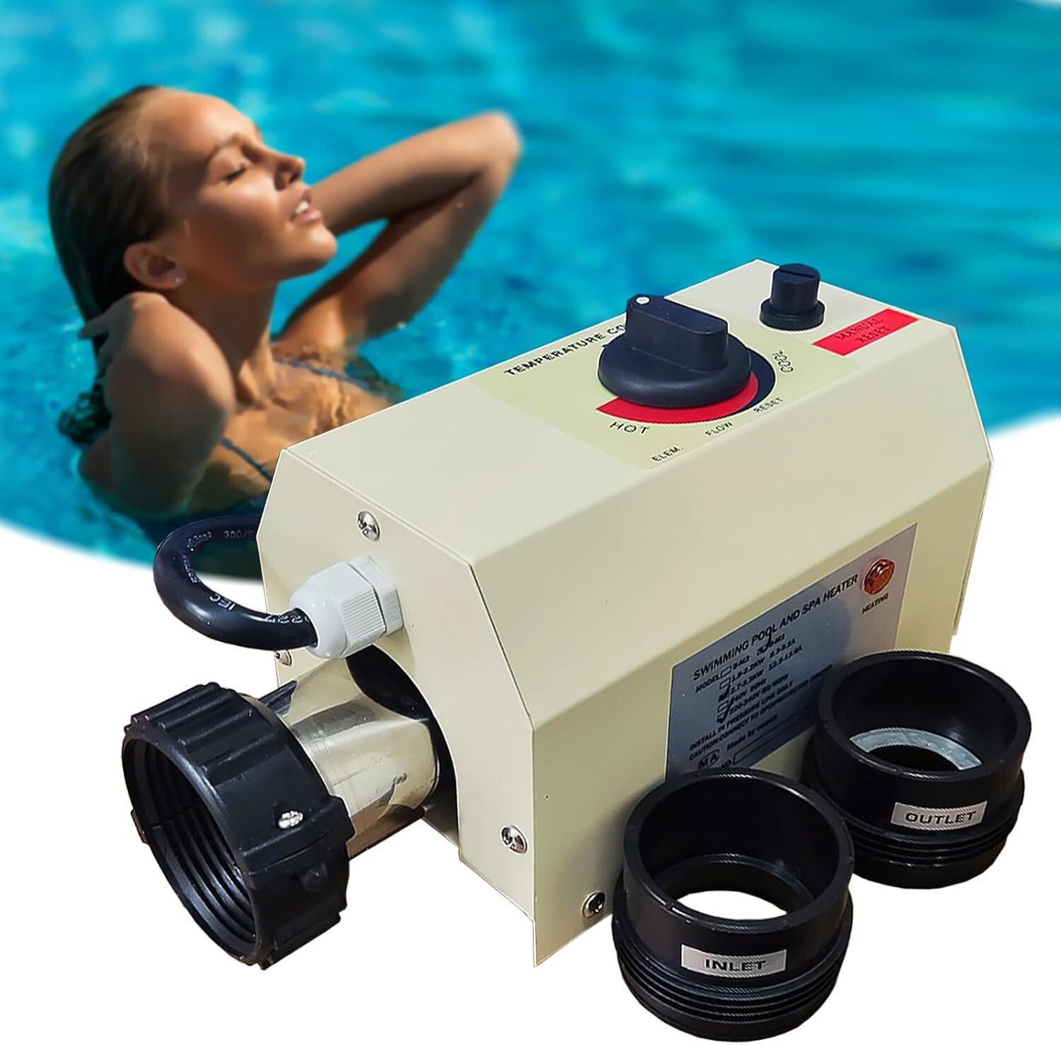 3KW 220V Electric Pool Heater Upgrade Thermostat Spa Bathtub Above In Ground Dig gallery