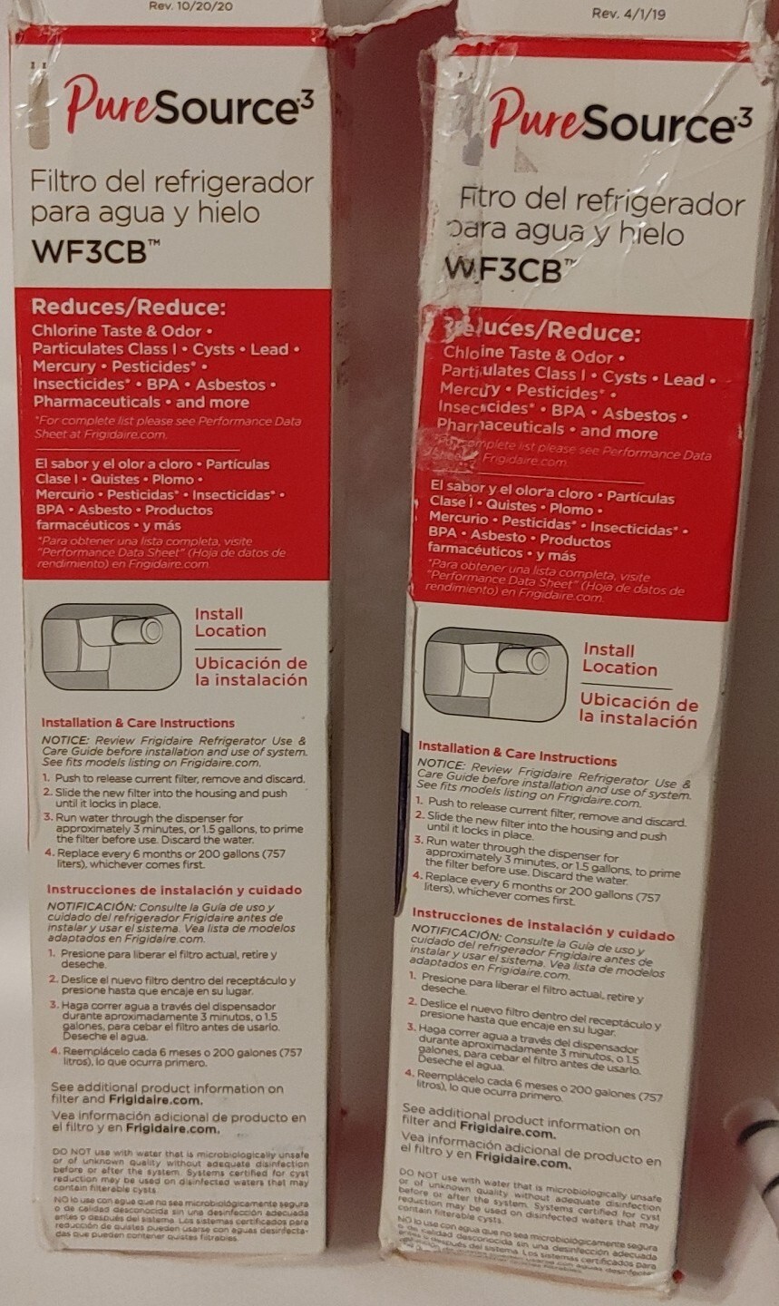 2 Pcs Frigdaire WF3CB Pure Source 3 Refrigerator Ice & Water Filter gallery