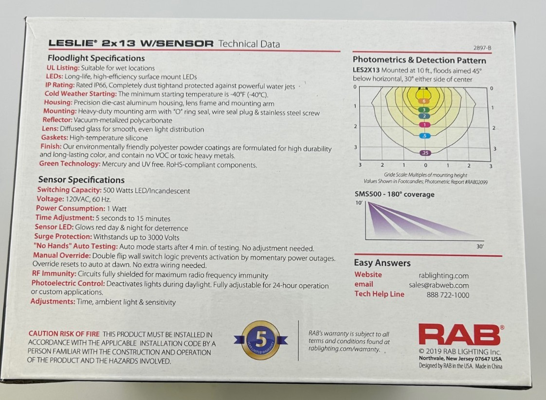 Rab Lighting SMSLES2X13W - 2 X 13W LED Motion Sensor Floodlight 5000K White gallery