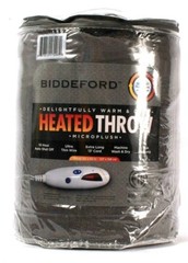 Biddeford Heated Throw Microplush Gray 50 X 62 In 10 Hr Auto Shut Off Long Cord