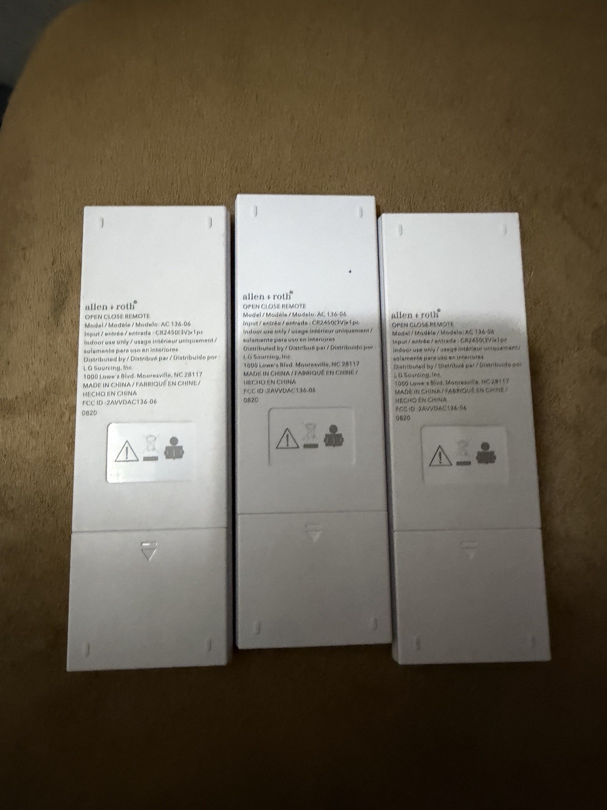 Allen & Roth Remote Control for Motorized Cellular Shade AC136-06 Lot of 3 gallery