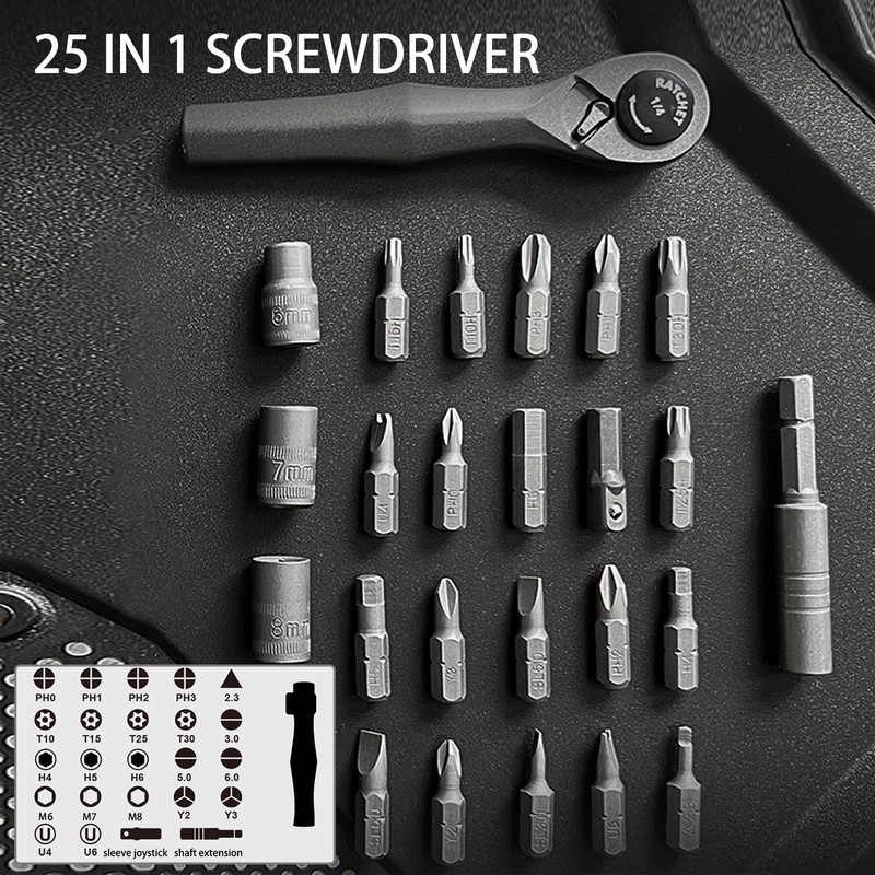 25 in 1 Ratcheting Screwdriver Set Multi Tool Pocket Screwdriver Bits Included gallery