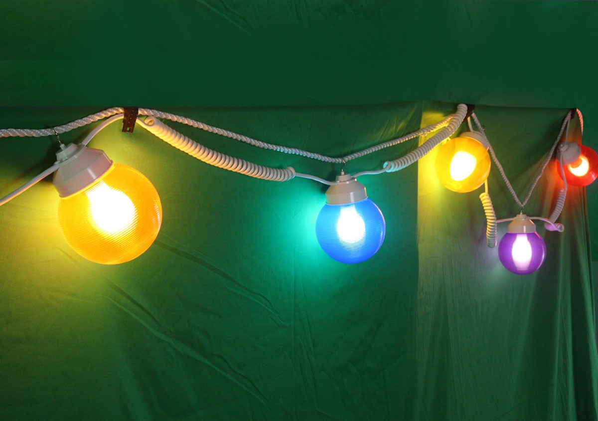 6 Globe Light Set Mixed Colors with White Cord 30 ft Outdoor String Lights gallery