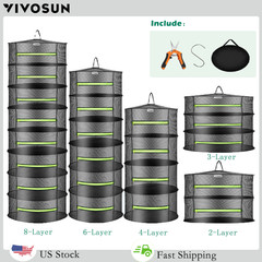 VIVOSUN 2-8 Layer Herb Drying Rack Hanging Mesh Net Zipper & Pruner Collapsible