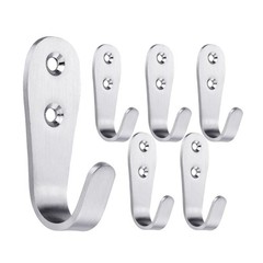 Coat Hooks Wall Mounted, 6 Pack Single Door Hooks Heavy Duty Brushed Wall Hoo…