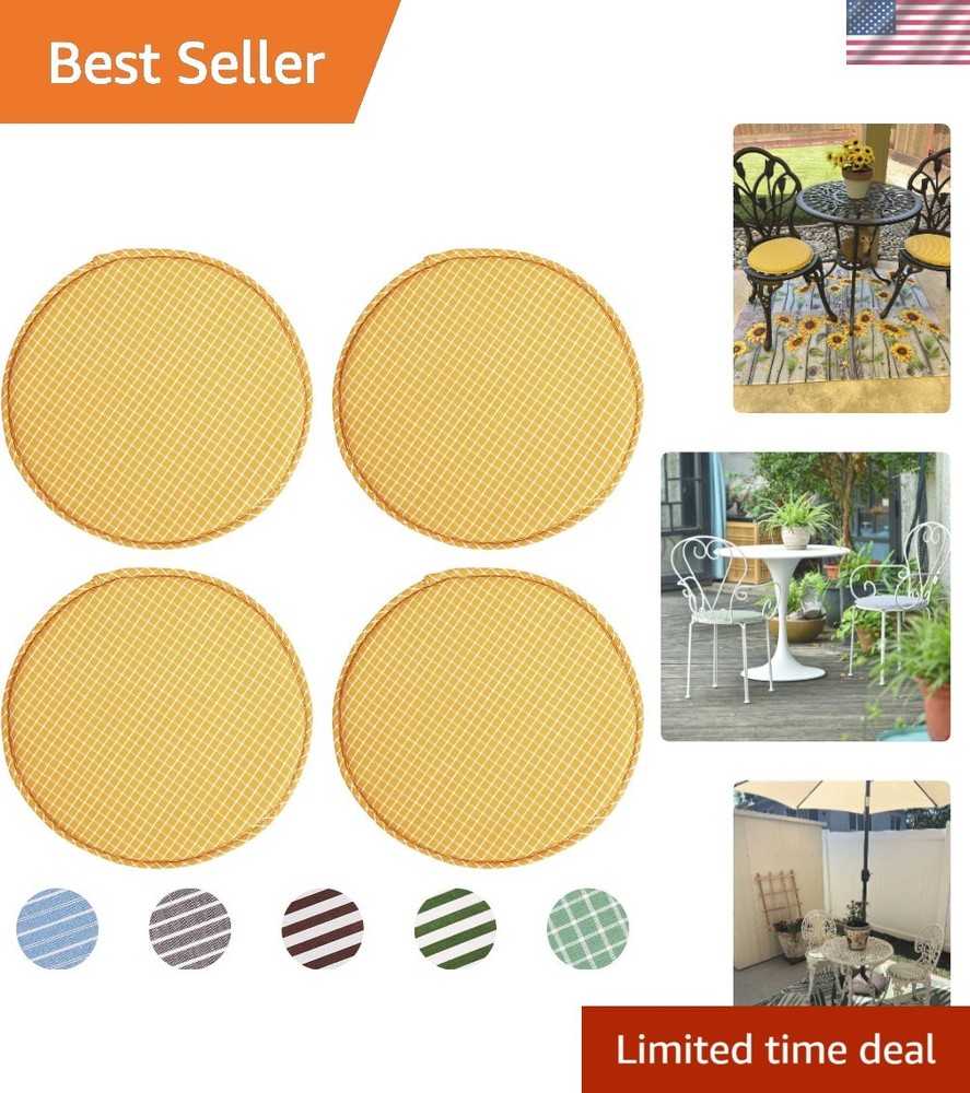 Round Stool Chair Cushions for Kitchen Dining Seat Pads with Ties 4 Pack Non ...