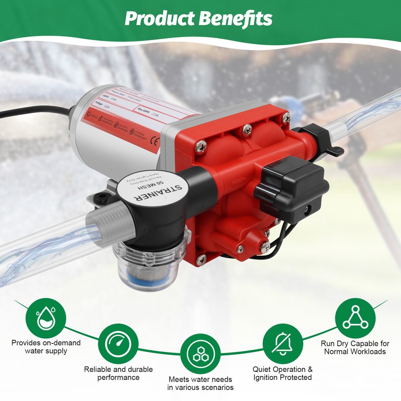 Water Pump 4 Chambers Self-Priming Diaphragm Pump High Pressure Pump 6GPM 70 PSI gallery