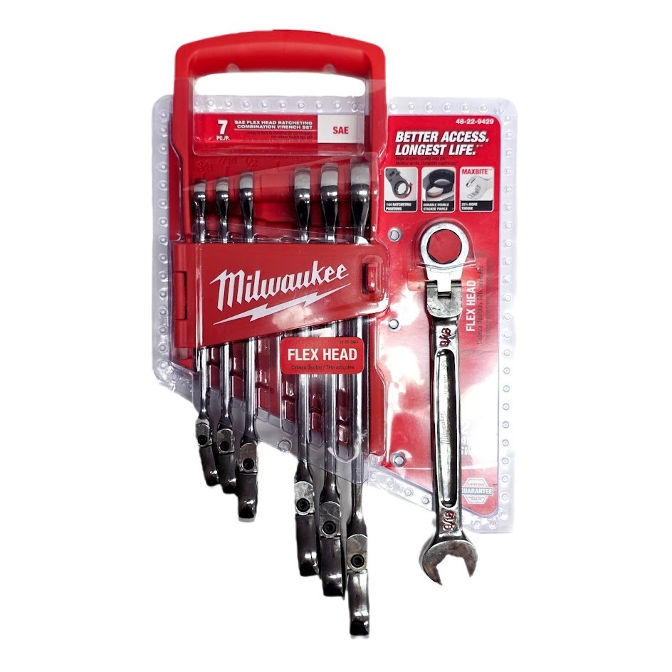 Milwaukee 48-22-9429 7pc Flex Head Combination Ratcheting Wrench Set - SAE gallery