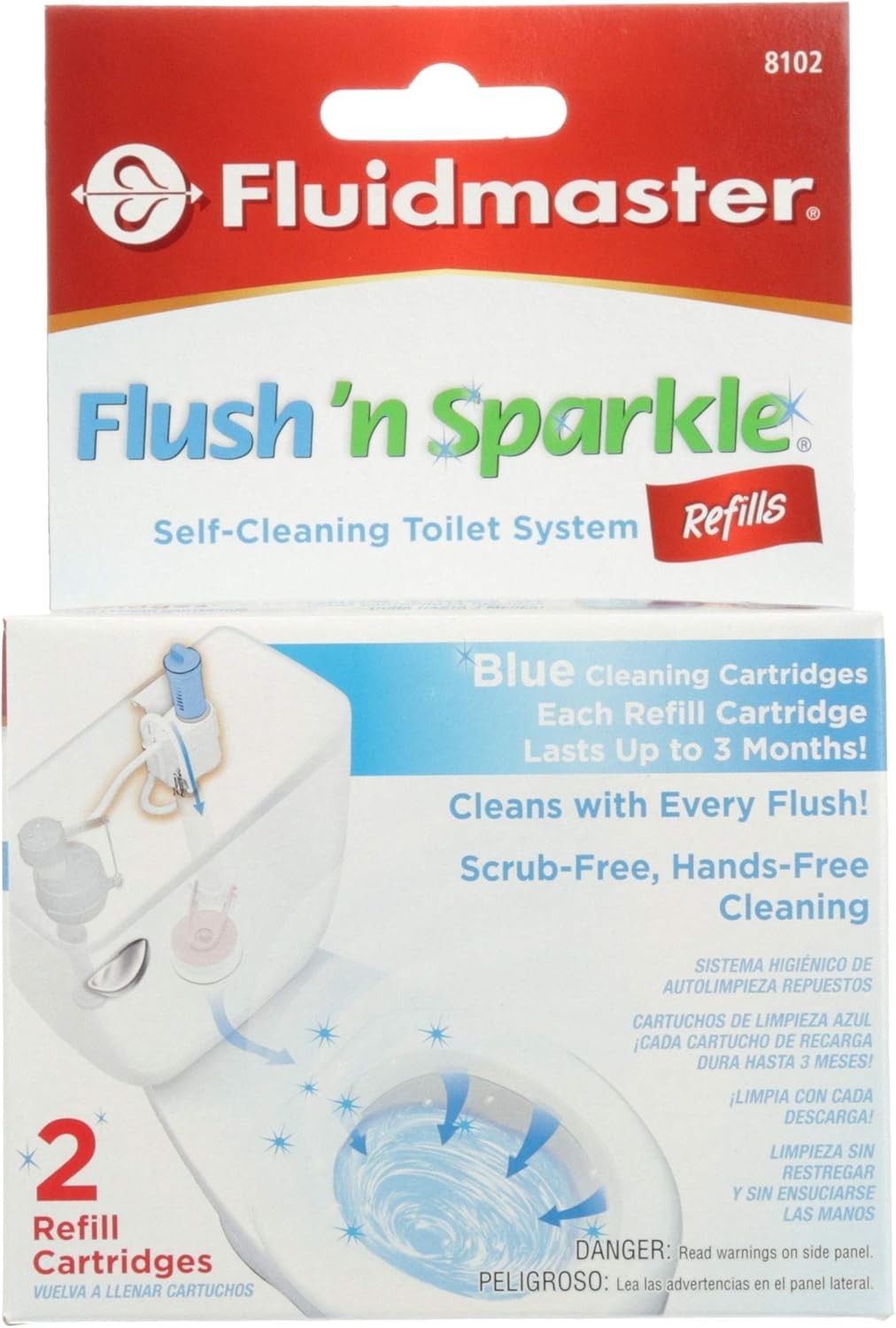 Fluidmaster 8102P8 Flush 'n Sparkle Automatic Toilet Bowl Cleaning - Blue 2-Pack gallery