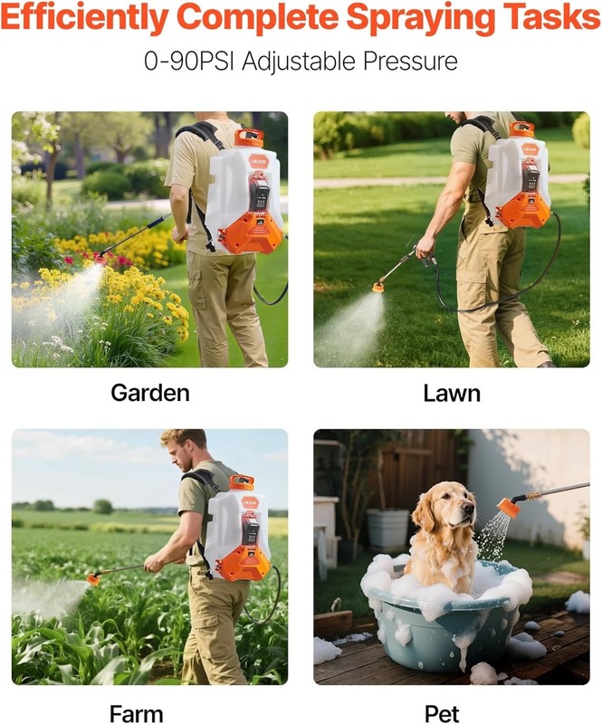 4 Gallon Battery Powered Backpack Sprayer 0-90 PSI 4H Runtime for Yard Lawn gallery
