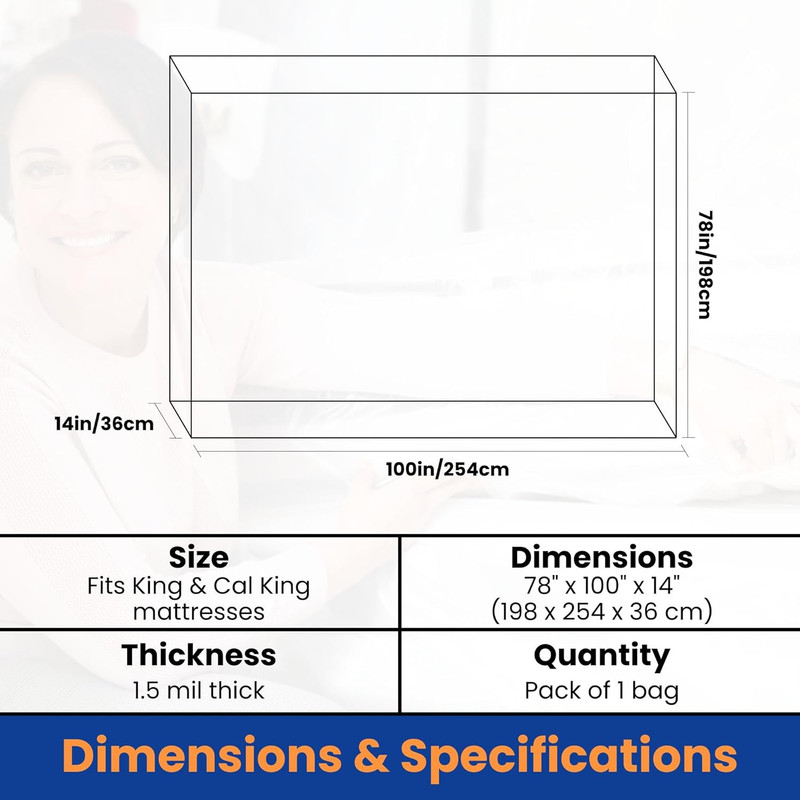 King Size Mattress Protector - 1.5Mil Plastic Mattress Protector for Moving, Sto gallery