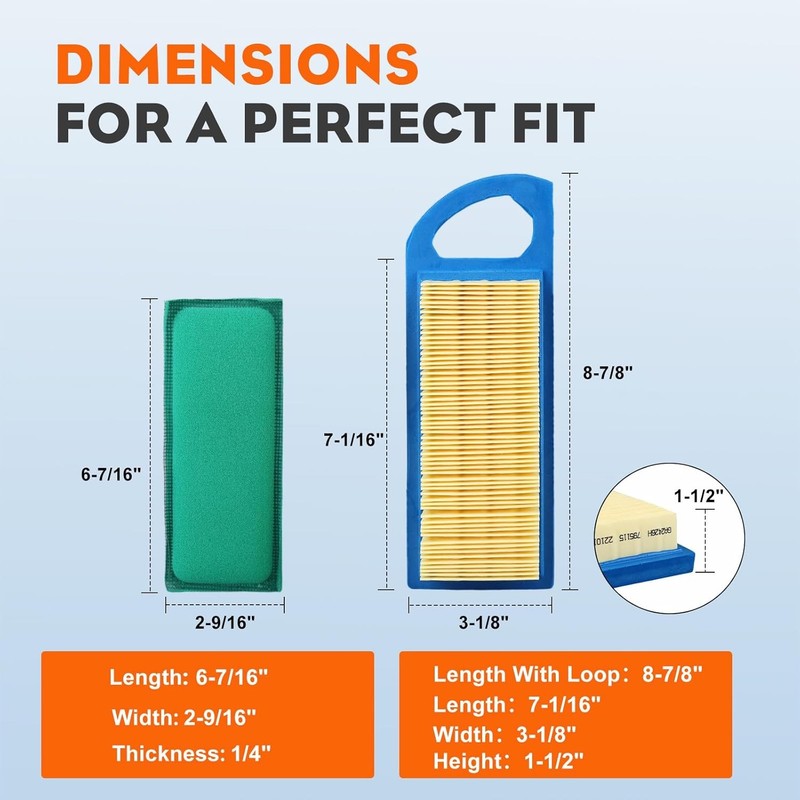 Air Filter & Pre-Filter For Brigg Stratton 697153 698083 794422 795115 (2pack) gallery