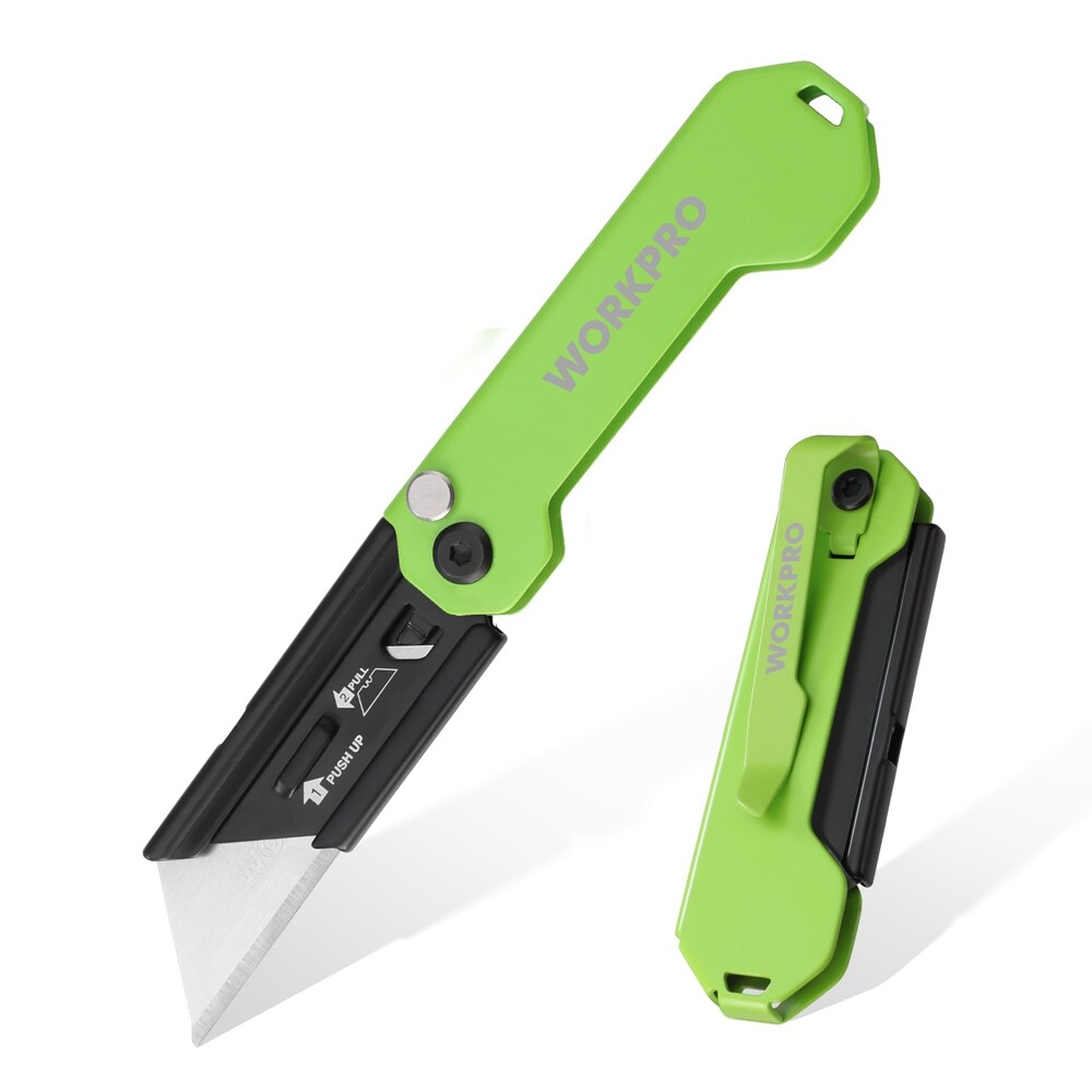 WORKPRO Mini Folding Utility Knife Box Cutter Quick Change Blade EDC Razor Knife gallery