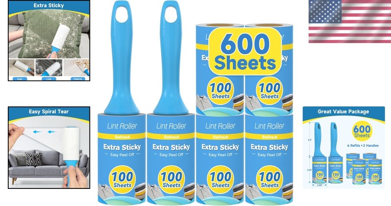 600 Sheets Extra Sticky Lint Rollers with Ergonomic Handles for Pet Hair gallery