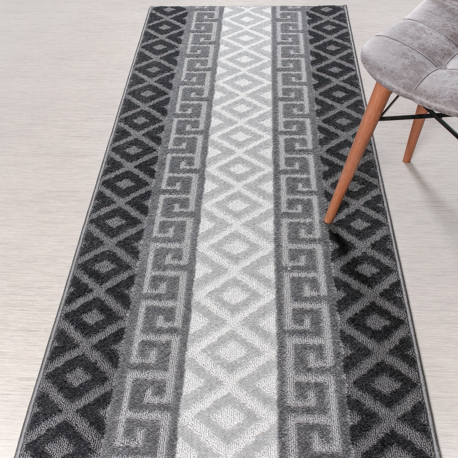 Custom Size Hallway Runner Rug, Non Slip, 26 Wide X Your Choice of Length, Grey gallery