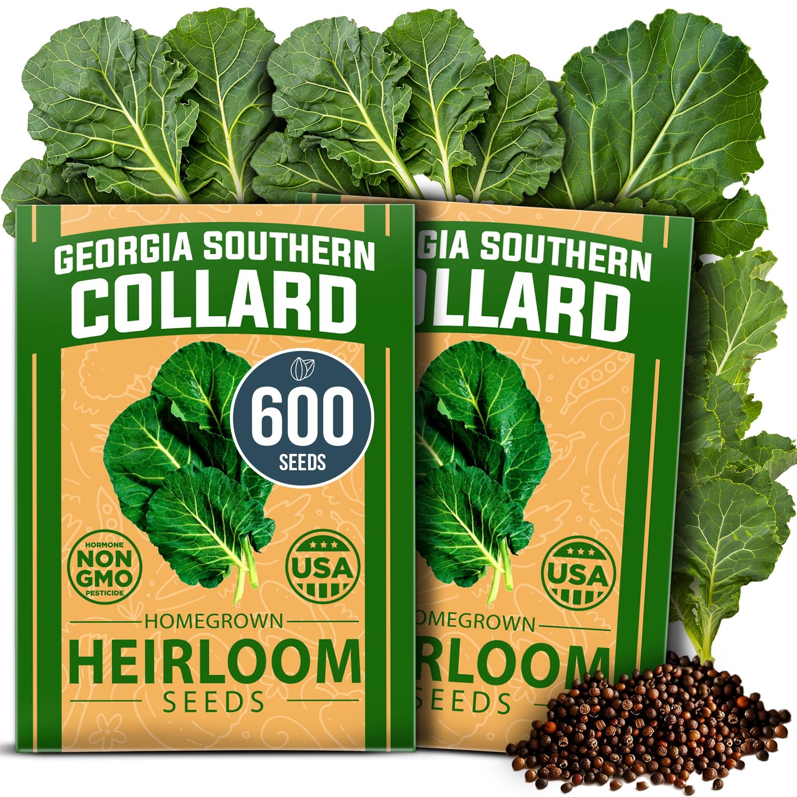 HOME GROWN Georgia Southern Collard Green Seeds 2-Pack, Dark Brown to Black gallery